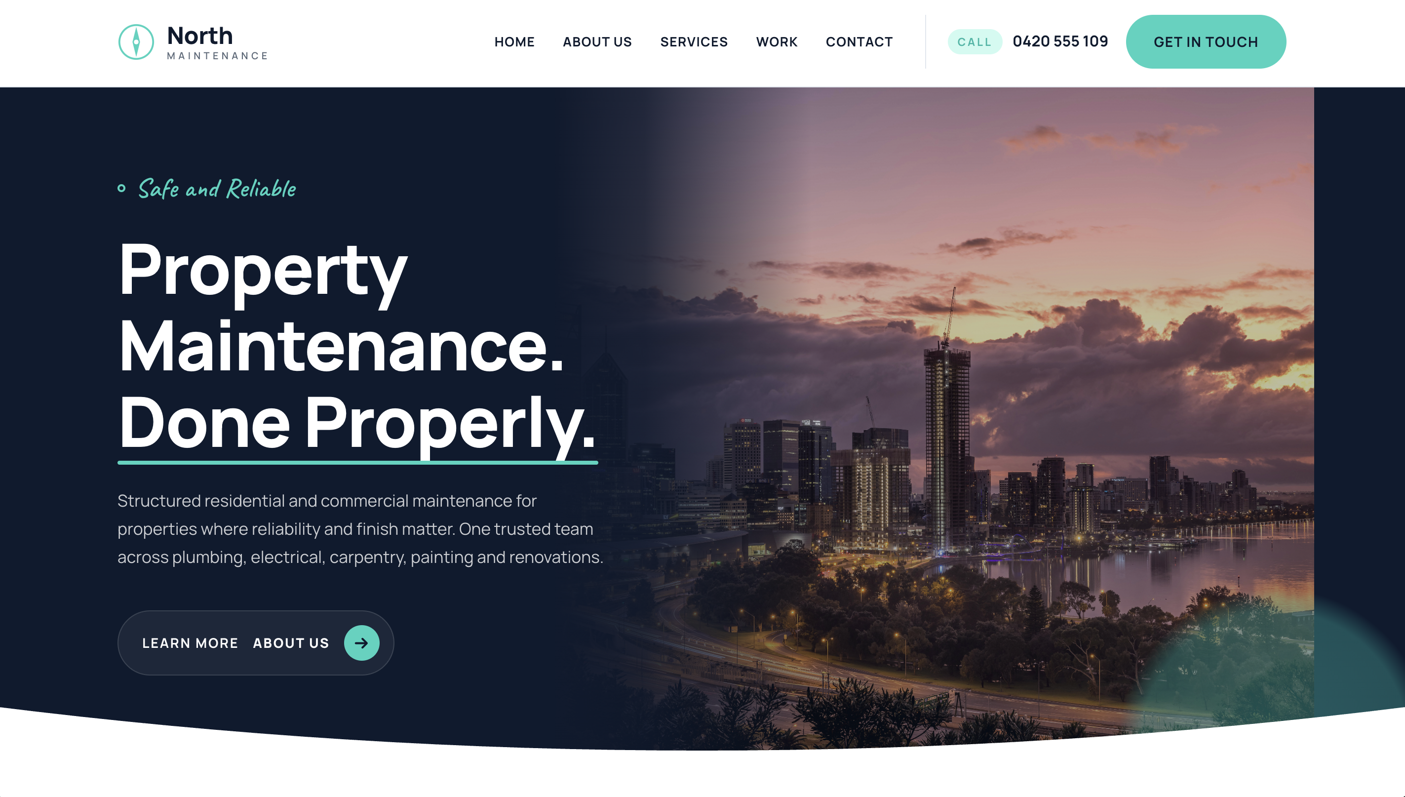 North Maintenance website desktop view — Perth property maintenance site built by TradeBuilt Digital